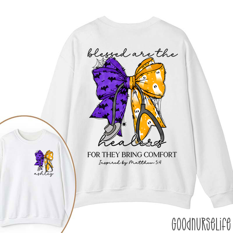 Personalized Halloween Bow Stethoscope Nurse Two Sided Sweatshirt