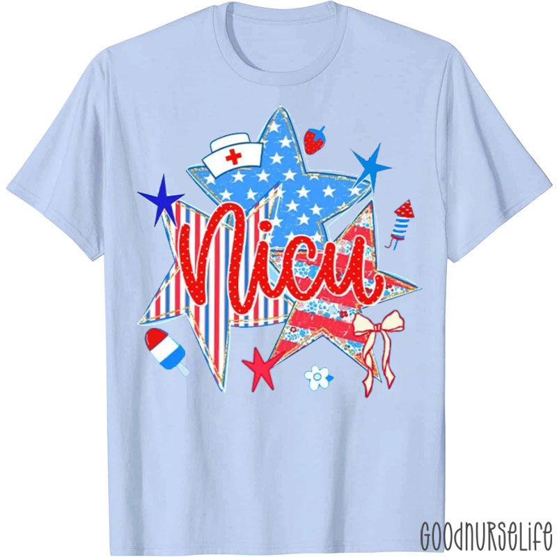 Personalized Preppy Stars And Stripes Nurse T-Shirt