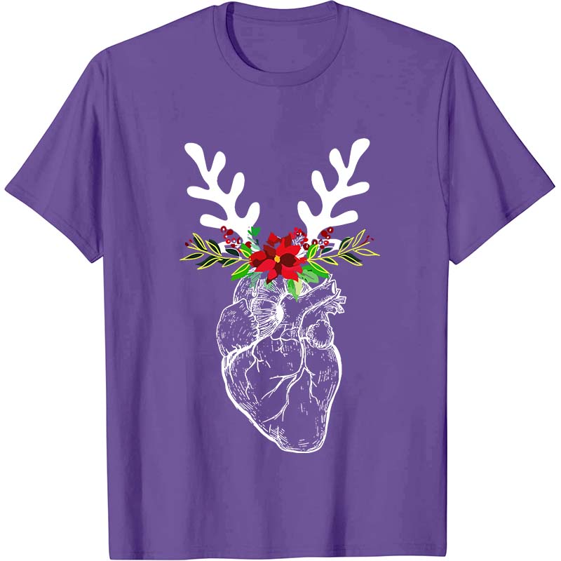 Christmas Deer Heart Nurse T-Shirt