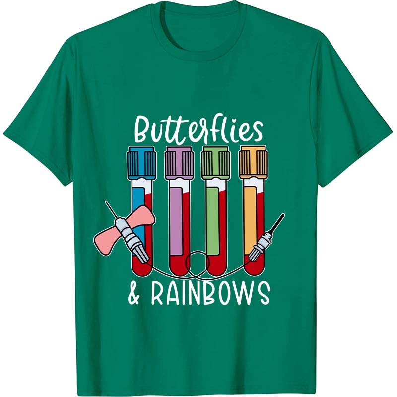 Butterflies And Rainbows Nurse T-Shirt