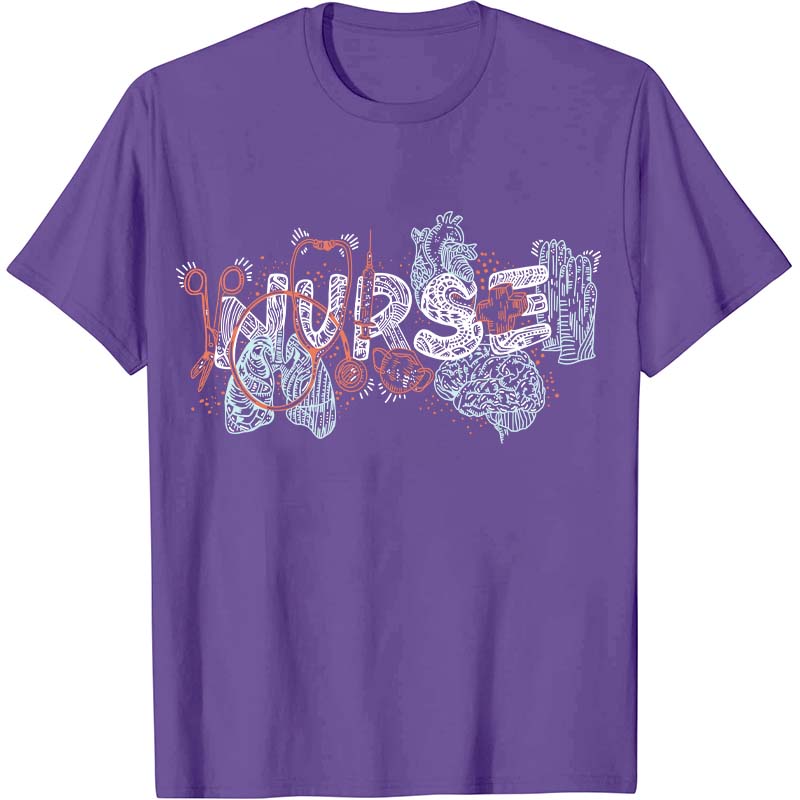 Floral Anatomy Line Nurse T-Shirt