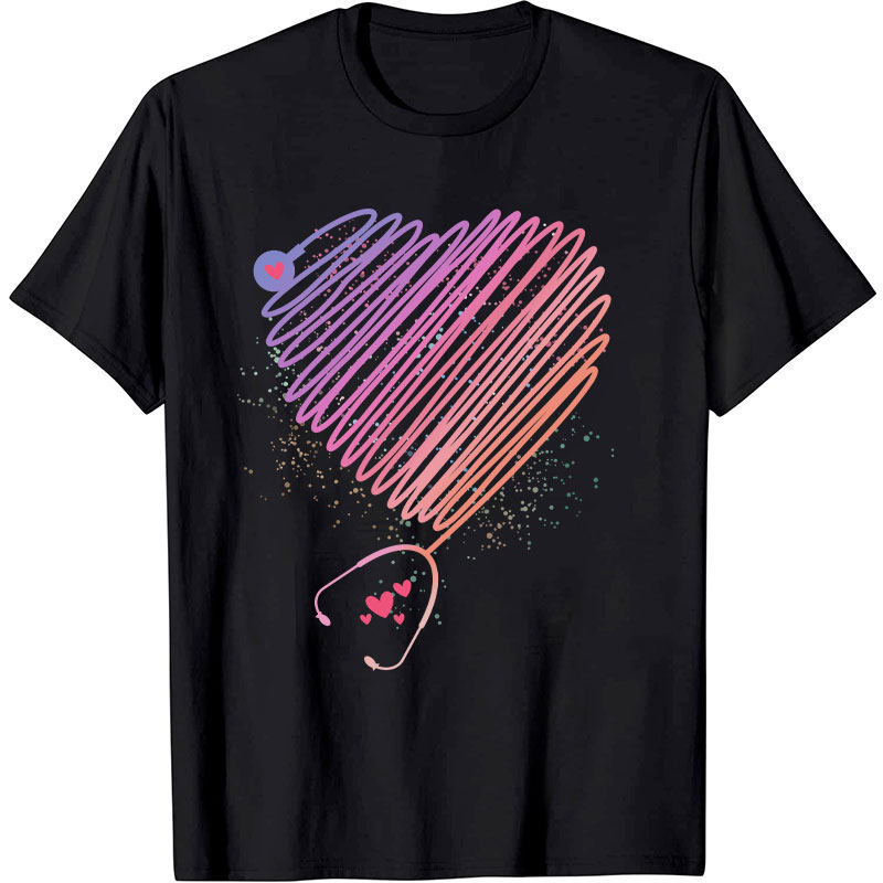 Colorful Love Stethoscope Nurse T-Shirt