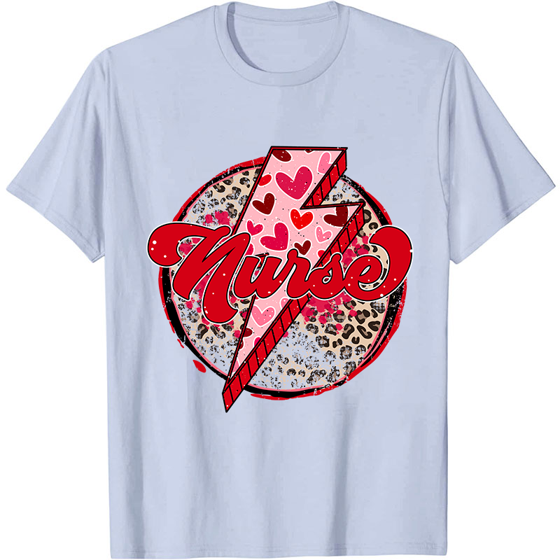 Pink Leopard Lightning Nurse T-Shirt