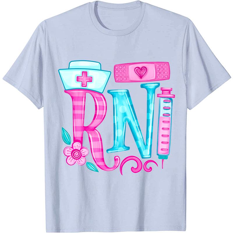 Personalized Job Title Pink Flower Nurse T-Shirt