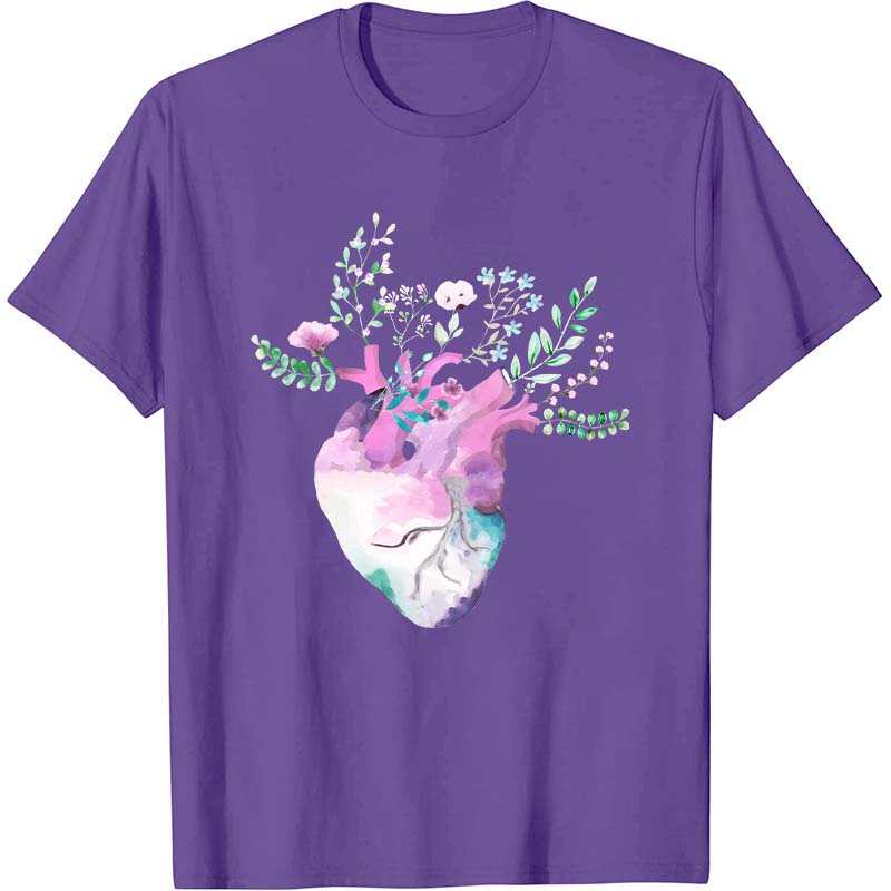 Flowers On The Heart Cardiac Nurse T-Shirt