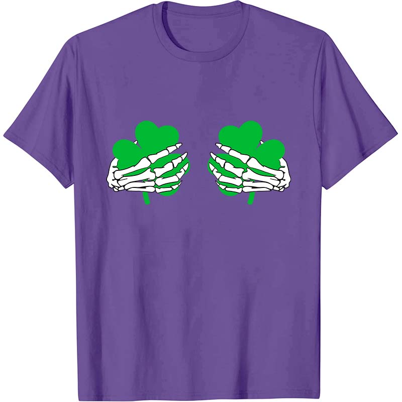 Shamrock Hand Skeleton Nurse T-Shirt