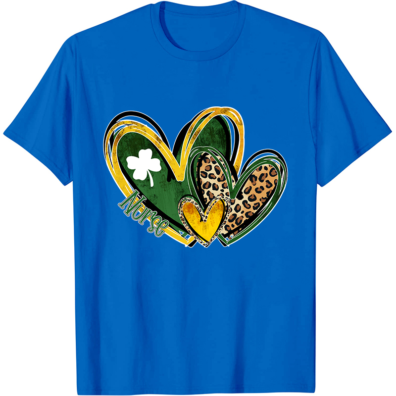 St.Patricks Leopard Heart Nurse T-Shirt