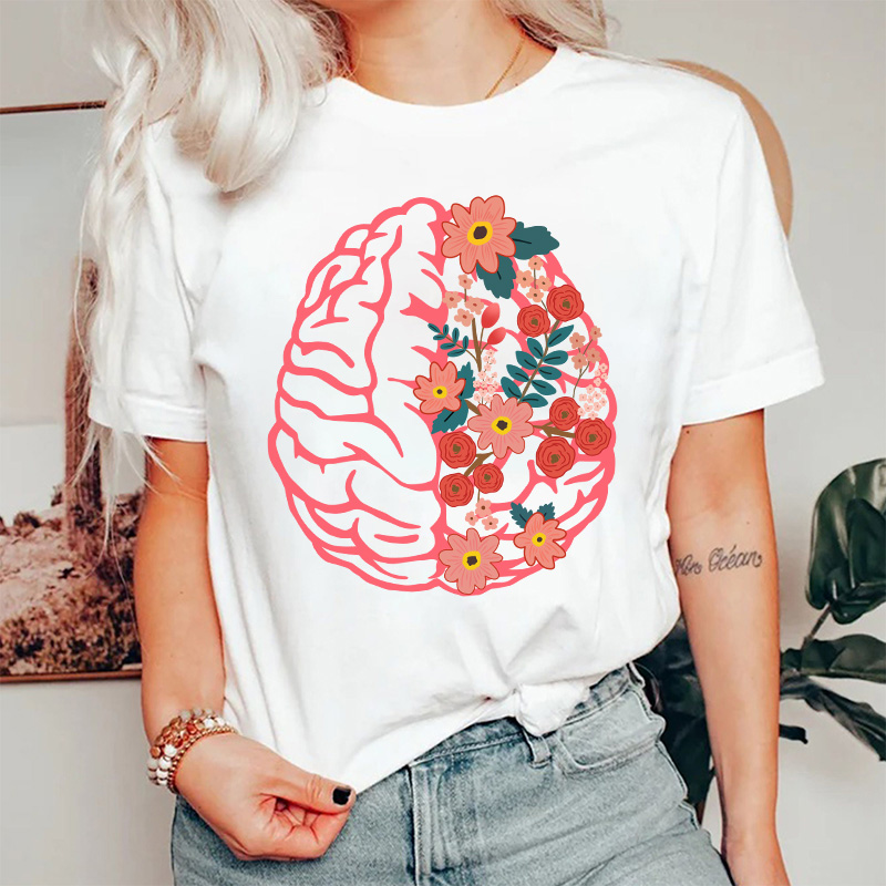 Flower Brain Anatomy Nurse T-Shirt