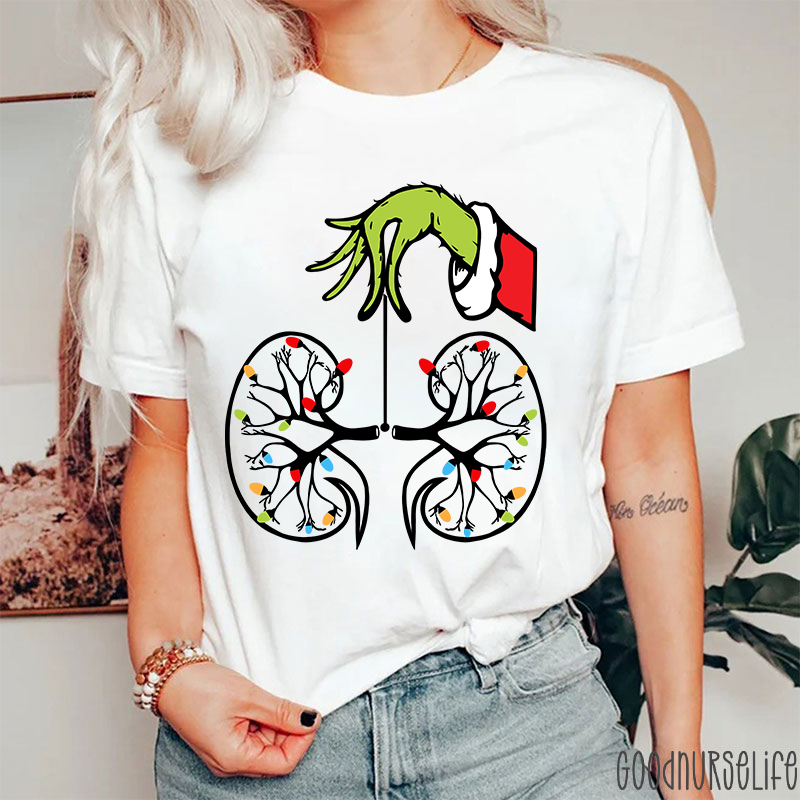 Kidney With Lights Christmas Nurse T-Shirt