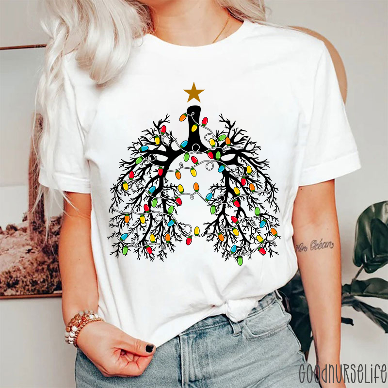 Respiratory Therapist Lung Christmas Nurse T-Shirt