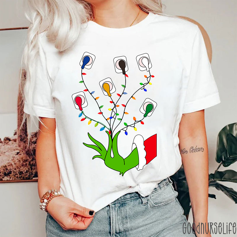 Christmas Lights EKG Nurse T-Shirt