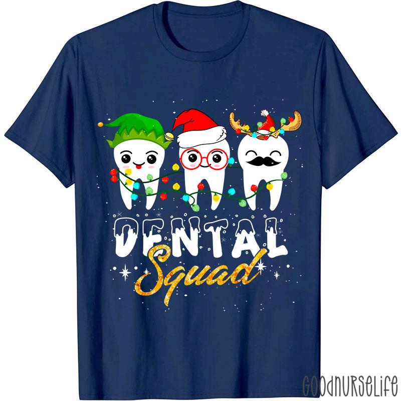 Christmas Dental Squad Cartoon Teeth Nurse T-Shirt