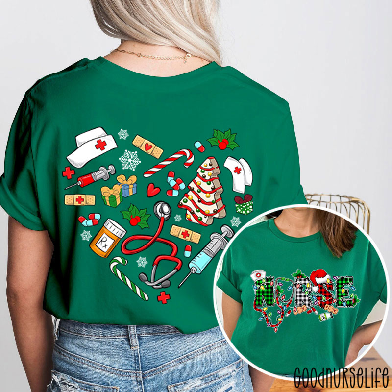 Merry Christmas Nurse Two Sided T-Shirt