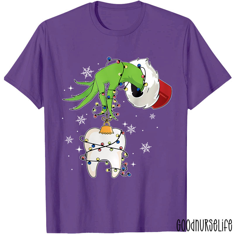 Funny Christmas Lights Tooth Nurse T-shirt