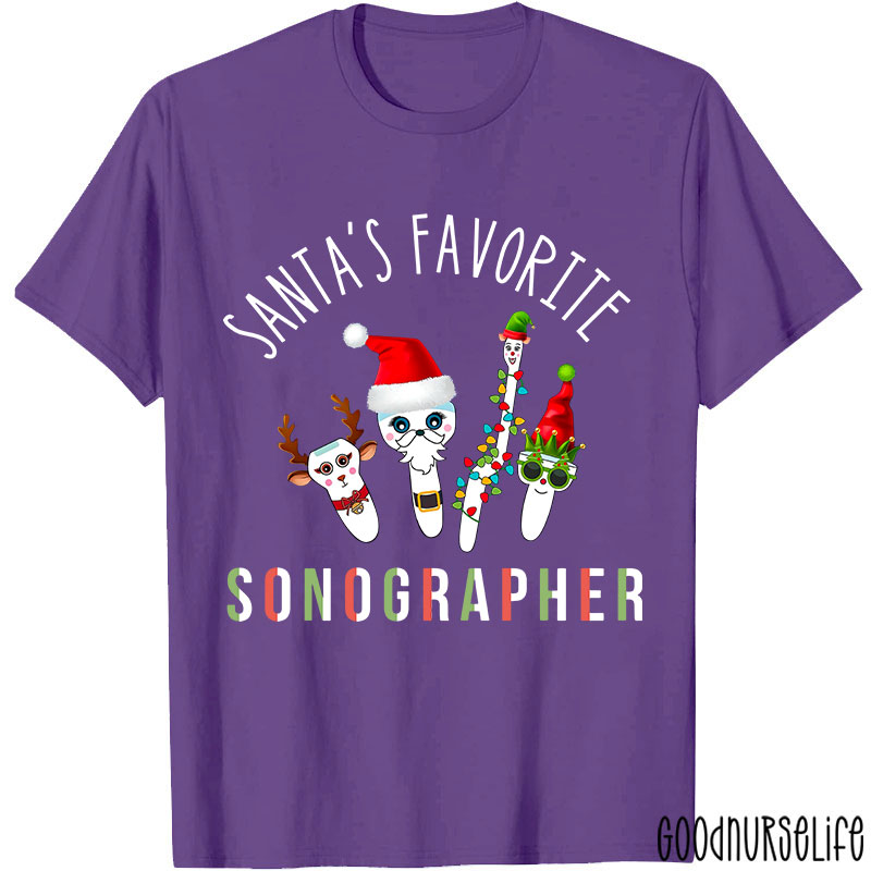 Santa's Favorite Sonographer Nurse T-shirt