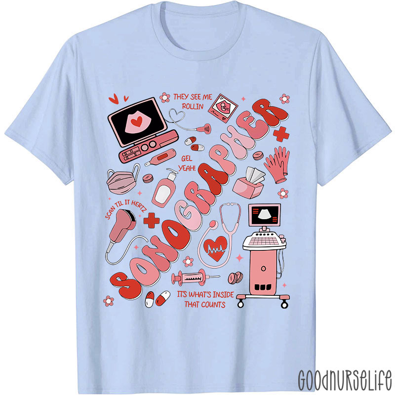 Valentine's Day Sonographer Ultrasound Tech Nurse T-Shirt