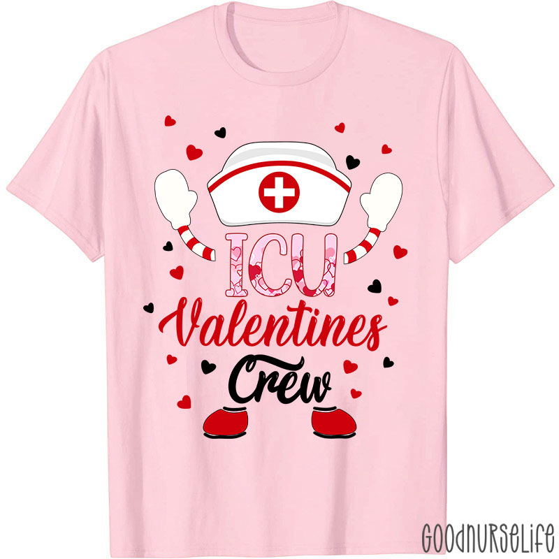 Personalized Department ICU Valentines Crew Nurse T-Shirt