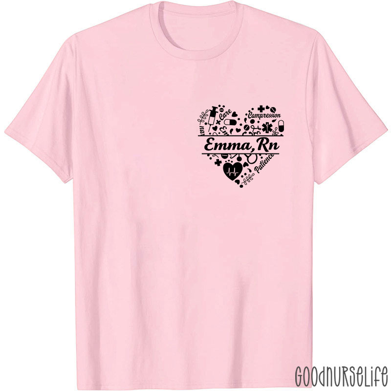 Personalized Name And Department Heart Gift For Nurse T-Shirt