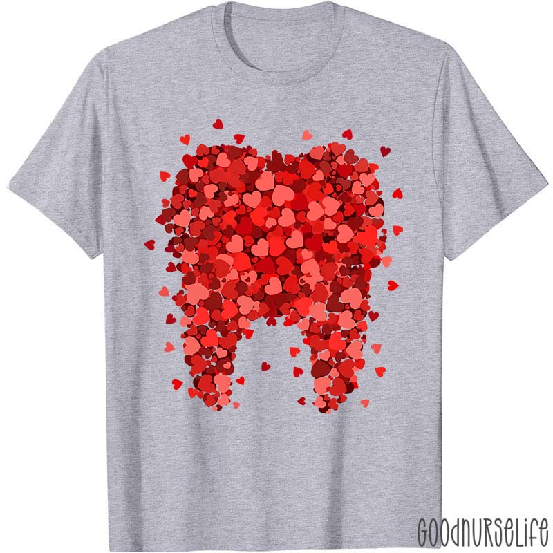 Valentine A Big Teeth Made Of Many Hearts Dental T-Shirt
