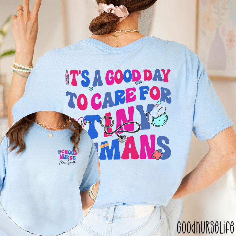 Personalized Name School Nurse Two Sided T-Shirt