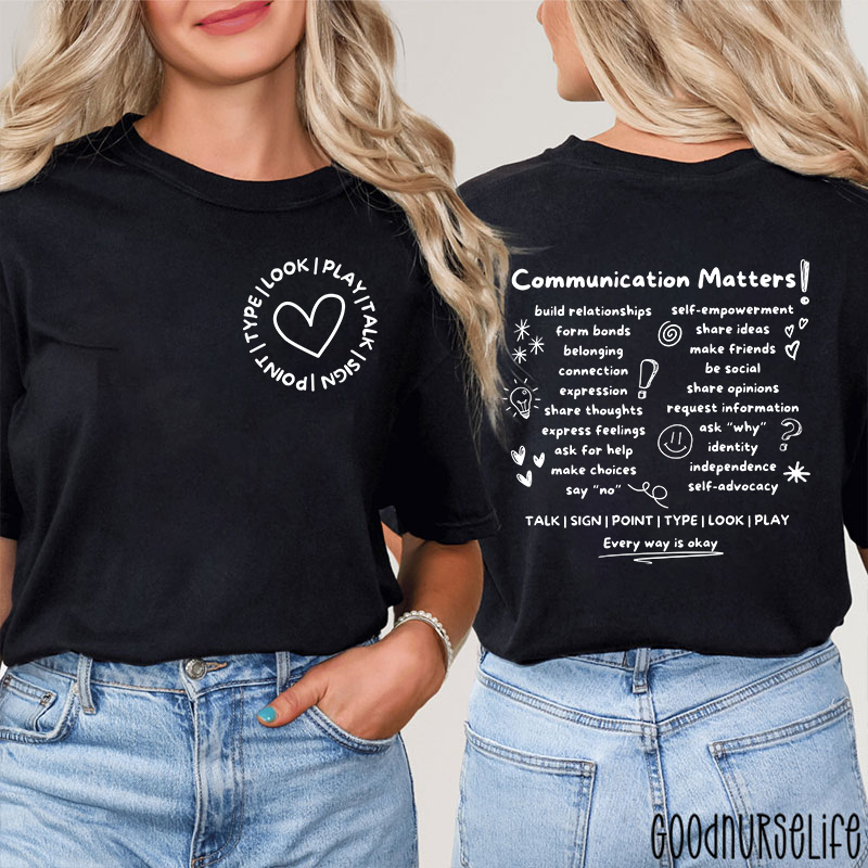 SLP Communication Matters Two Sided T-Shirt