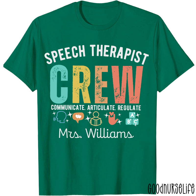 Personalized Speech Therapist Crew T-Shirt