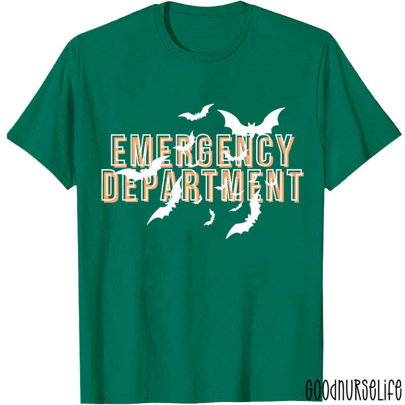 Halloween Bat Emergency Department Nurse T-Shirt