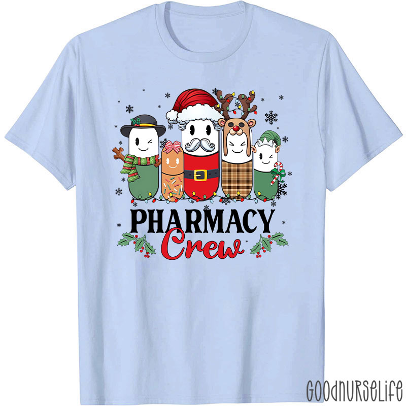 Christmas Pharmacy Crew Festive Pill Character T-Shirt