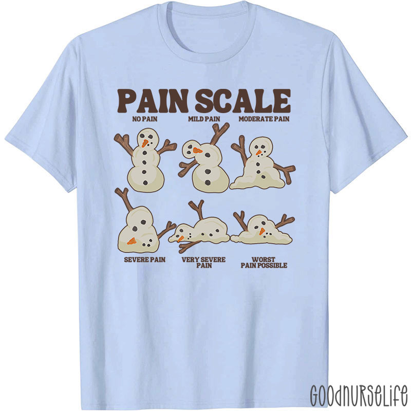 Snowman Pain Scale Festive Nurse T-Shirt