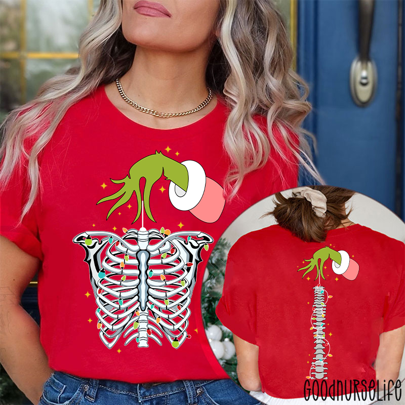 Hand With Festive Spine Lights Two Sided T-Shirt