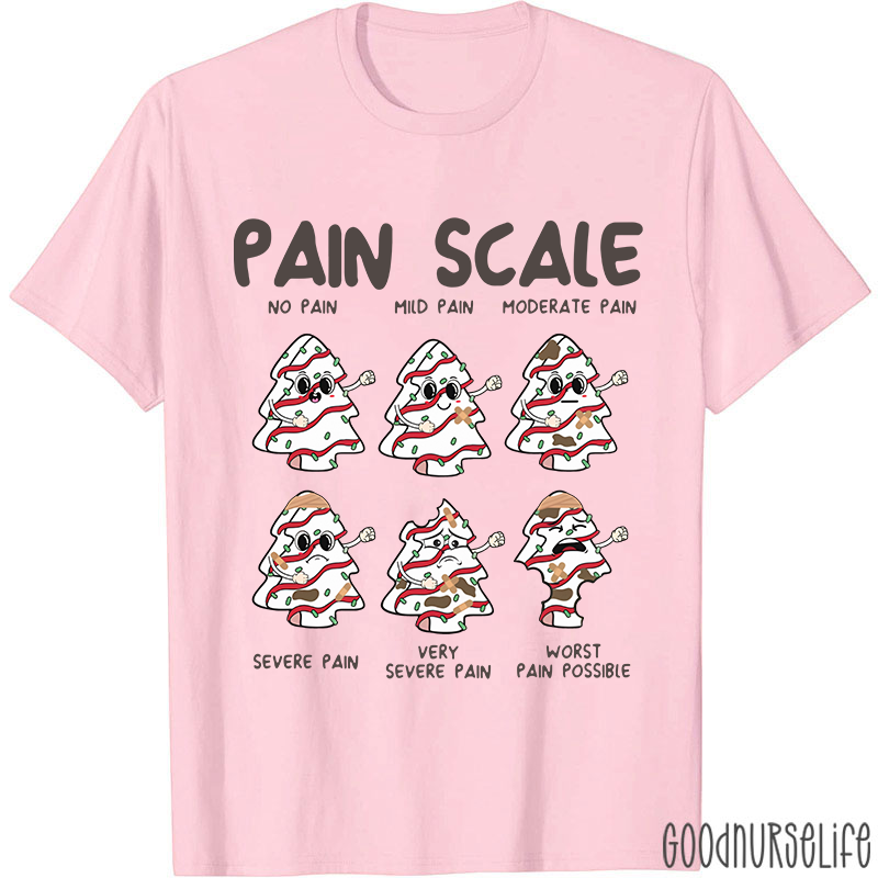 Funny Pain Scale Christmas Nurse T-shirt