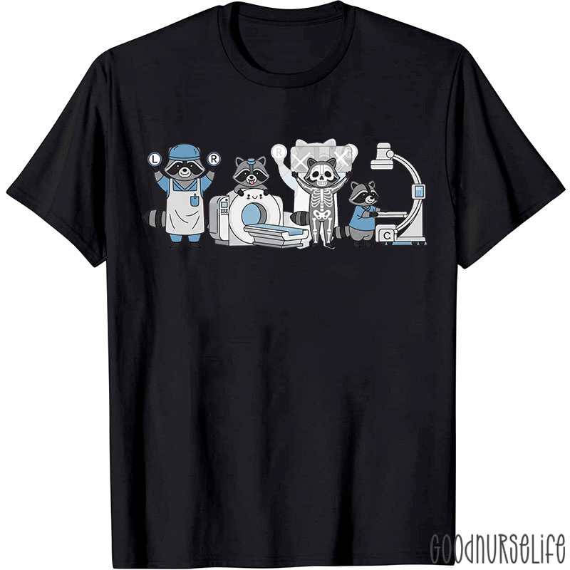 Retro X-Ray Tech Radiology Raccoon T-shirt