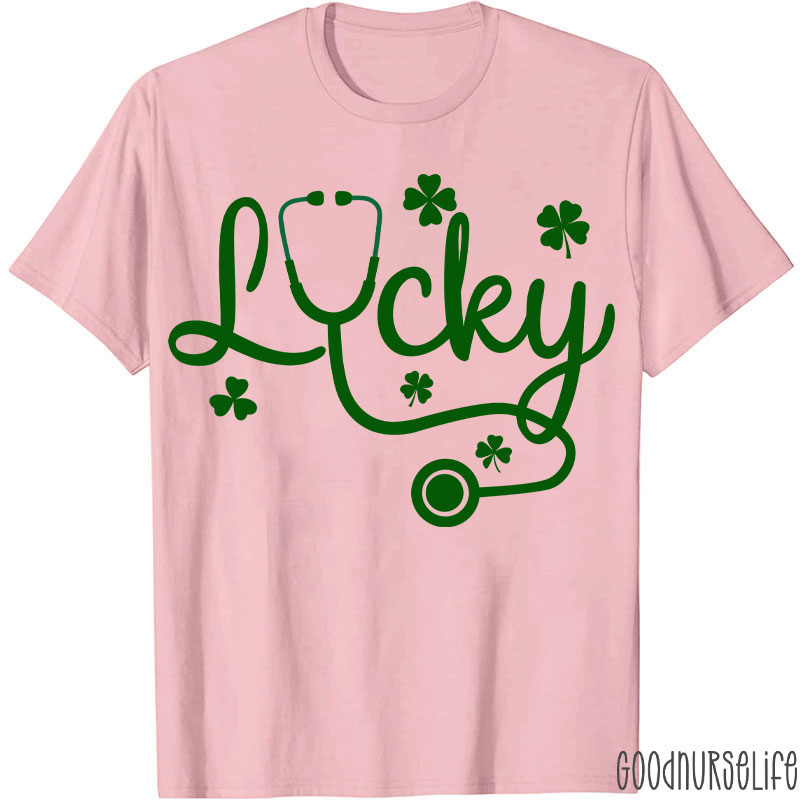 Lucky Stethoscope Four Leaf Clover Nurse T-Shirt