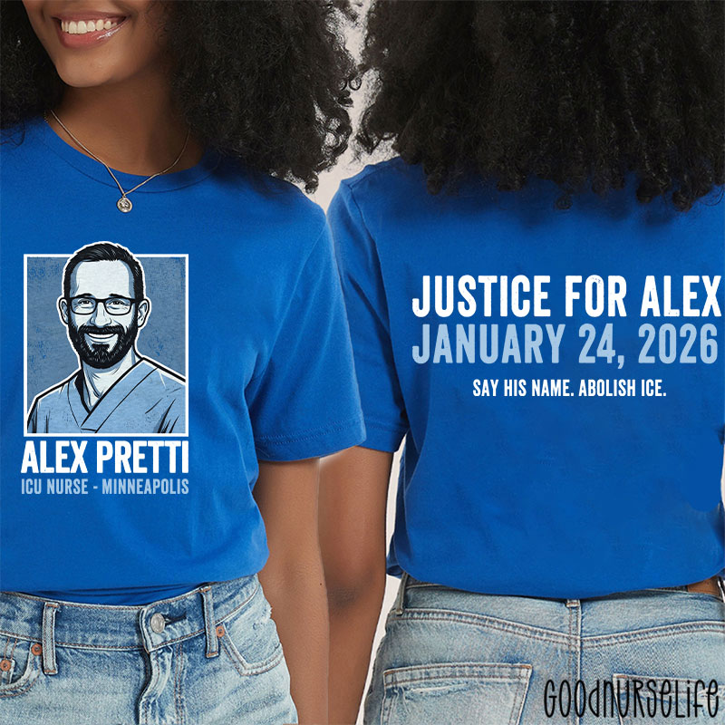 Justice for Alex Pretti  Say His Name Abolish ICE Two Sided T-Shirt
