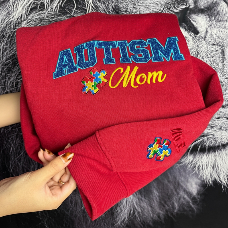Personalized Glitter Embroidered Autism Awareness Sweatshirt