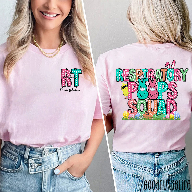 Personalized Easter Respiratory Therapist Two Sided T-Shirt