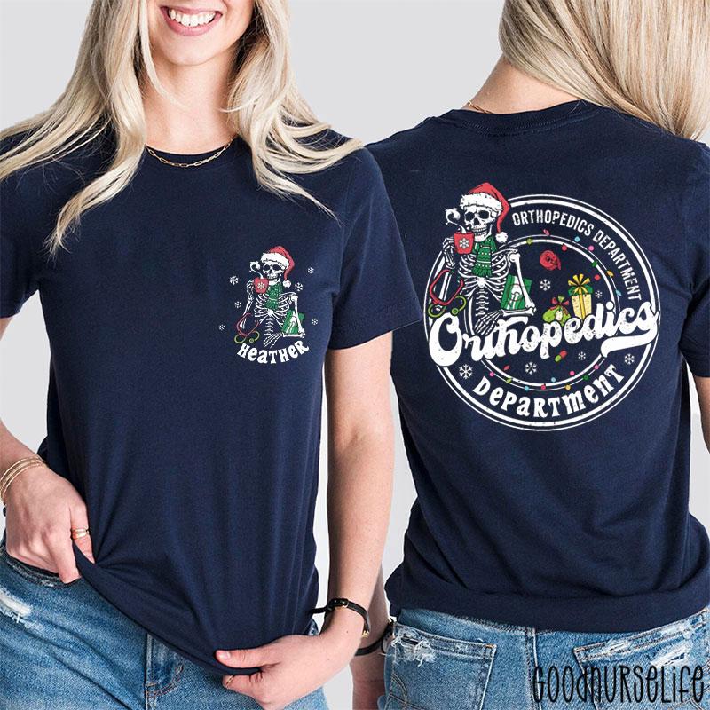 Personalized Christmas Skeleton Orthopedic Two Sided T-Shirt