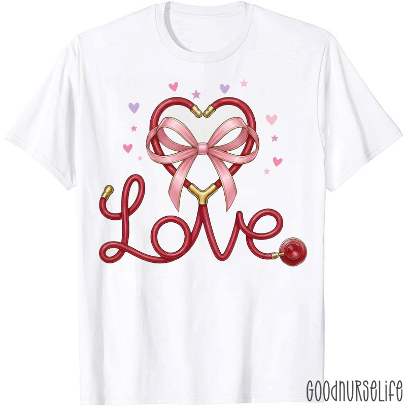 Valentine Stethoscope Love Nurse T-shirt
