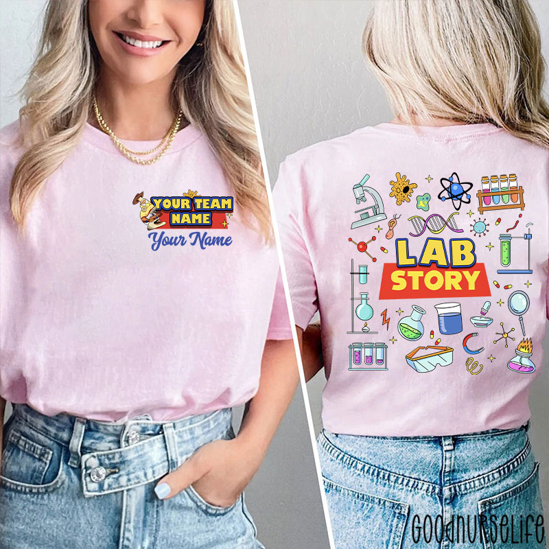 Personalized Name LAB Story Laboratory Stuffs Two Sided T-Shirt