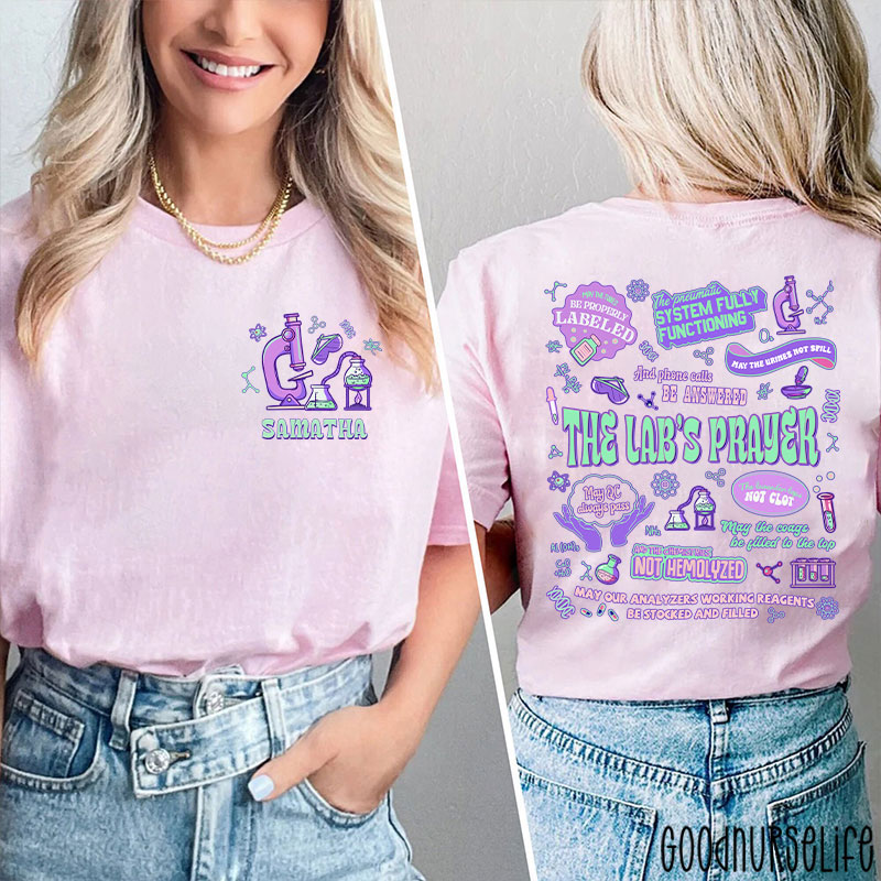 Personalized Name The Lab's Prayer Lab Tech Two Sided T-Shirt