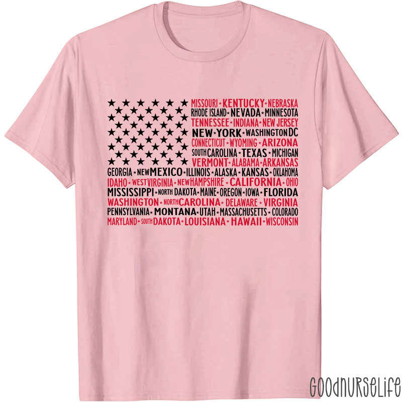 Vintage American Flag 4th Of July Nurse T-Shirt
