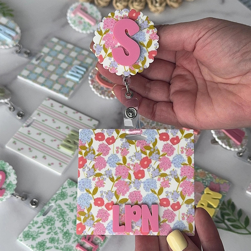 Personalized Floral Badge Buddy ID Badge Reel