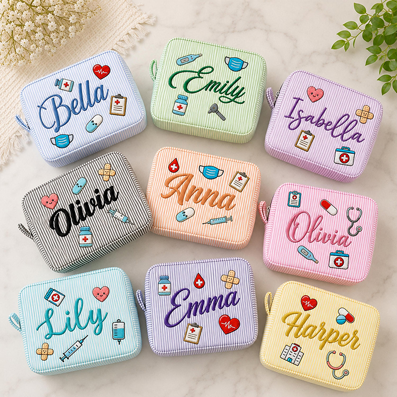 Personalized Nurse Faux Embroidery Medical Makeup Bag
