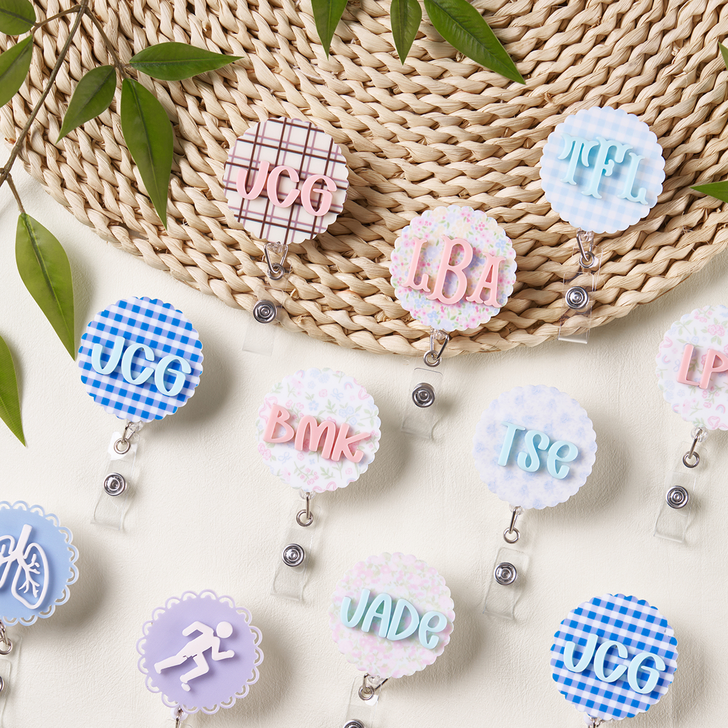 Personalized Floral And Colorful Pattern Nurse Badge Reel