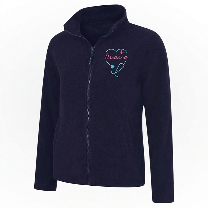 Personalized Floral Stethoscope Cute Icon Fleece Jacket