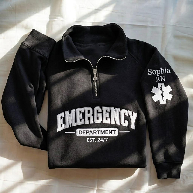 Personalized Name Embroidered Department Nurse Quarter Zip Sweatshirt