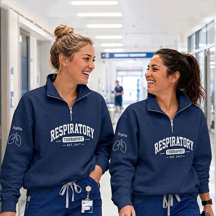 Personalized Respiratory Therapist Lung Quarter Zip Sweatshirt