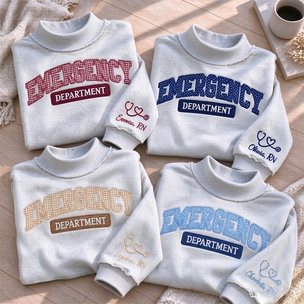 Personalized Emergency Department Double-Sided Collar Reversible Mockneck