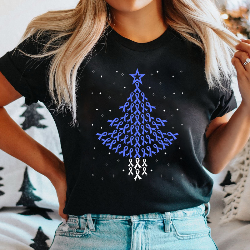 Diabetes Awareness Ribbon Christmas Tree Nurse T-shirt