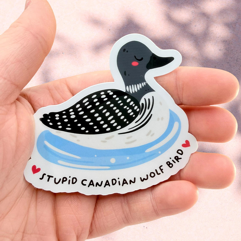 Stupid Canadian Wolf Bird Hockey Romance Stickers